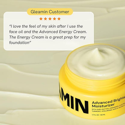 Gleamin Advanced Brightening Face Moisturizer - Face Cream for Women & Men with Vitamin C, Ceramides, Turmeric & Hyaluronic Acid - Faded Cream for Dark Spots, Uneven Skin Tone & Hydration - 1.7 fl oz