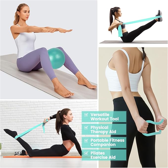 Home Pilates Essentials Kit for Women,Pilates Equipment Set with 9 Inch Yoga Ball,Figure 8 Resistance Band,Pilates Bands & Accessories,Pilates Ring and Ball Set for Beginners Home Workouts