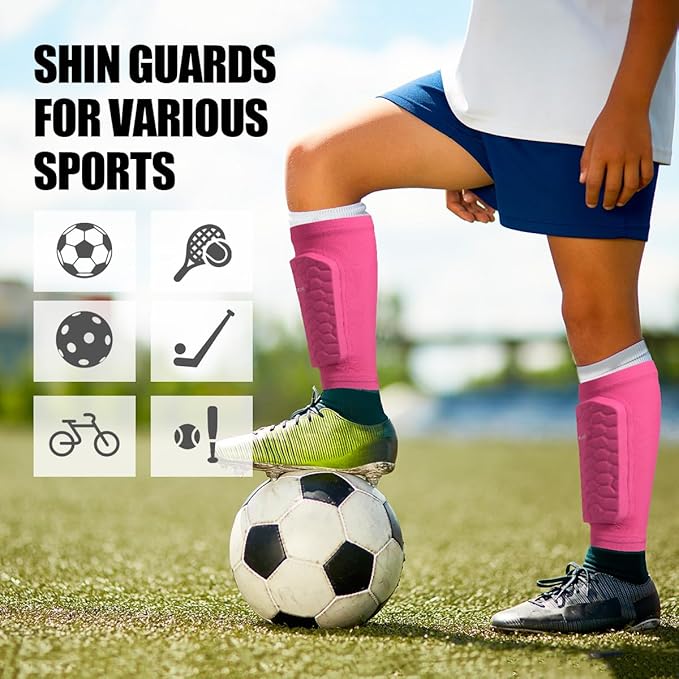 Soccer Shin Guards for Kids Youth Adults, Shin Guard Soccer Sleeves for 2-18 Years Old Boys Girls Men, Calf Compression Sleeve with Honeycomb Pads, Espinilleras de Futbol para Hombres