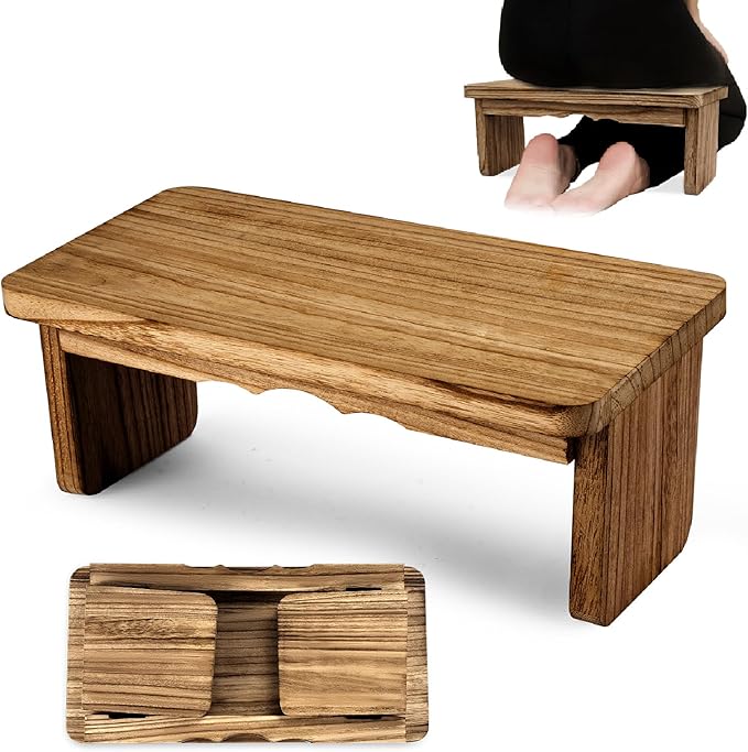 Meditation Bench - Yoga Bench,Wooden Zen Meditation Stool Kneeling Bench for Mindfulness Practice Tea Ceremony and Relaxation Ergonomic Design for Comfort and Support Household，Dark Wood