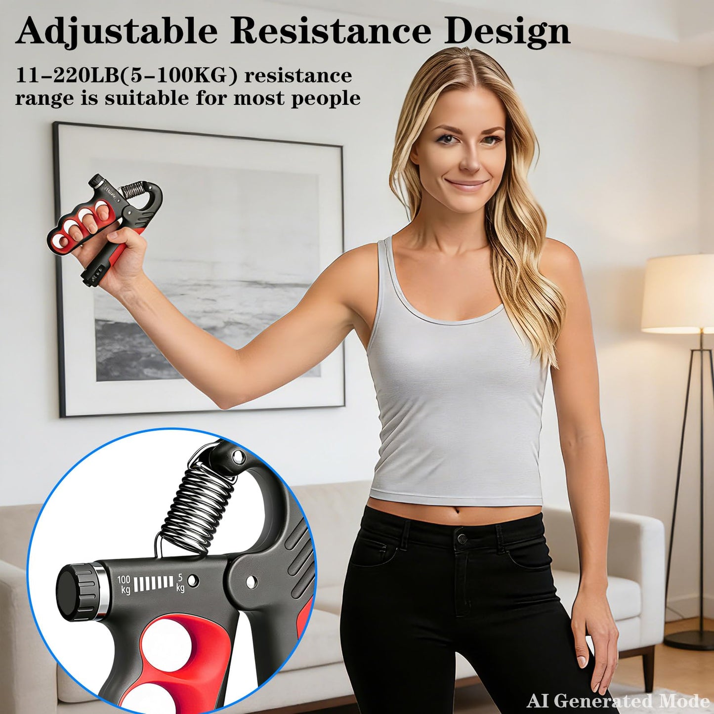 Hautrely 2PCS Hand Gripper Strengthener, 11-220LB Adjustable Resistance Grip Strength Trainer with