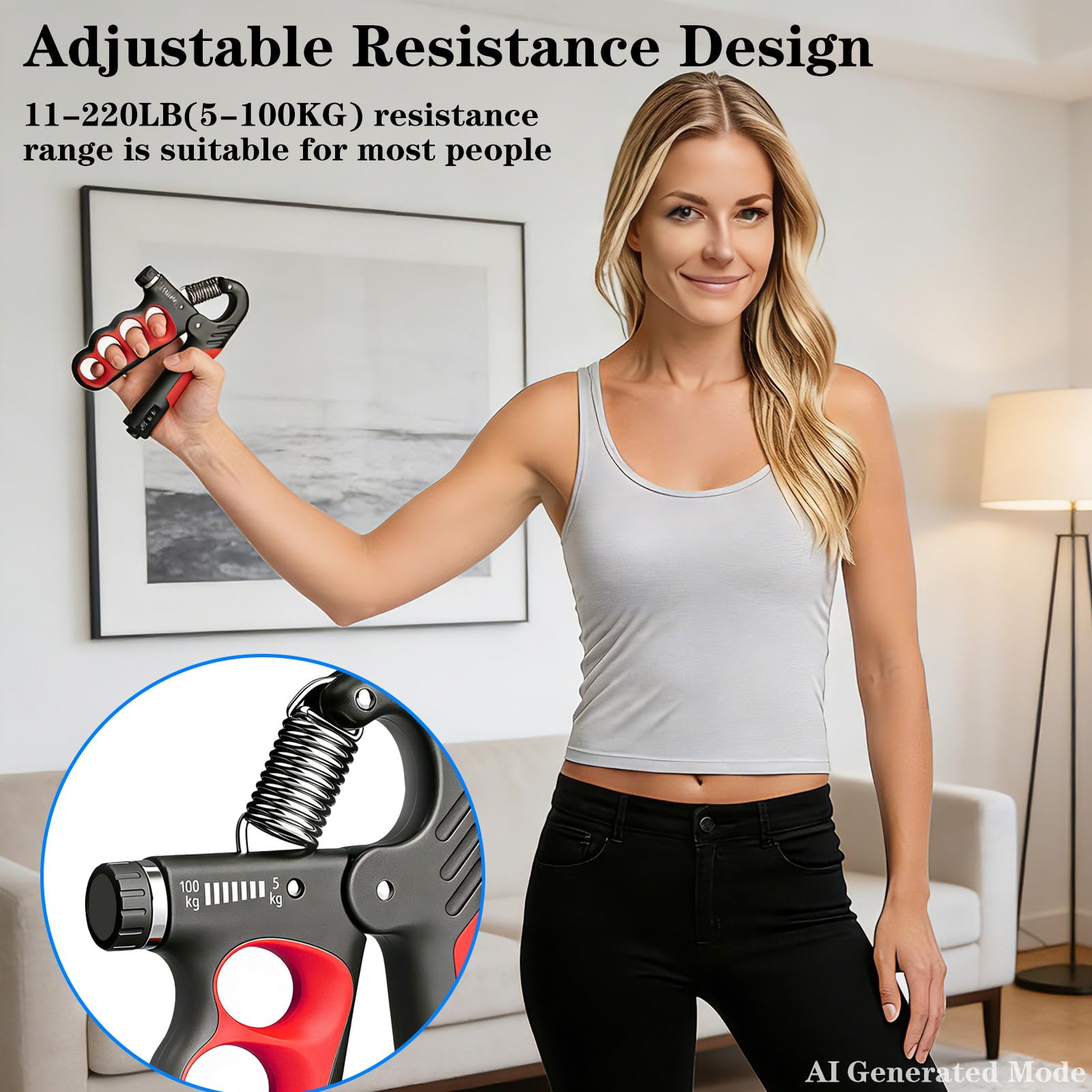 Hautrely 2PCS Hand Gripper Strengthener, 11-220LB Adjustable Resistance Grip Strength Trainer with
