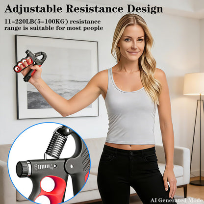 Hautrely 2PCS Hand Gripper Strengthener, 11-220LB Adjustable Resistance Grip Strength Trainer with