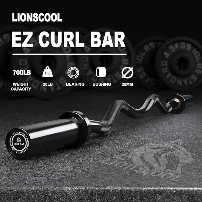 LIONSCOOL Premium 4ft/4.9ft/6ft Barbell for Strength Training and Olympic Weightlifting, 2 Inch Bar for Squats, Curls, Deadlifts, Presses, Hip Thrusts, 350lbs/500lbs/700lbs Weight Capacity
