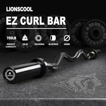 LIONSCOOL Premium 4ft/4.9ft/6ft Barbell for Strength Training and Olympic Weightlifting, 2 Inch Bar for Squats, Curls, Deadlifts, Presses, Hip Thrusts, 350lbs/500lbs/700lbs Weight Capacity