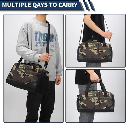 Small Gym Bag with Wet Pocket - 14 inch Mini Duffle Bag for Men & Women Lightweight Carry On Bag for Travel Sport - Camouflage