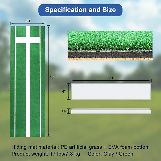 10x3 FT Softball Pitching Mat with Mound, Anti-Fade Softball Practice Turf Mat Indoor Outdoor Pitching Training Matt with Anti-Slip Bottom