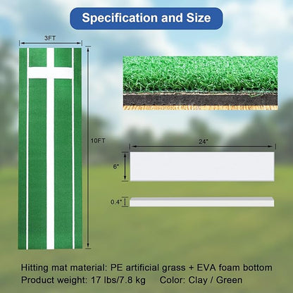 10x3 FT Softball Pitching Mat with Mound, Anti-Fade Softball Practice Turf Mat Indoor Outdoor Pitching Training Matt with Anti-Slip Bottom