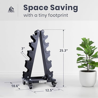 LIONSCOOL Premium Solid Steel Dumbbell Rack Stand Only, A-Frame Portable Weight Storage Organizer with Optional Tray and Wheels, Perfect for Home Gym Fitness Storage (200LBS/300LBS/700LBS Weight Capacity Available)
