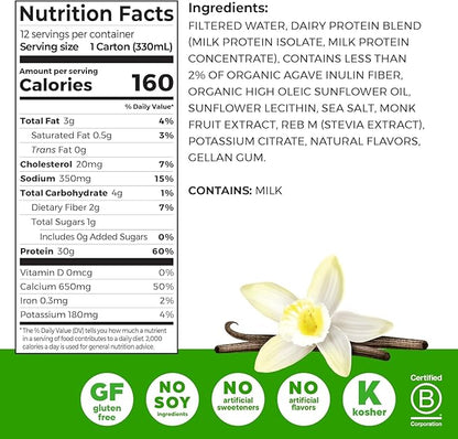 Orgain 30g High Protein Shake Bundle - Chocolate Fudge & Vanilla Bean, 11 Fl Oz (2 Pack of 12) - Dairy Isolate, 6g BCAAs, 1g Sugar, Keto Friendly, Gluten-Free