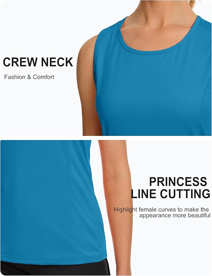 TACVASEN Women's UPF 80+ Workout Tank Top Sleeveless Quick Dry Sun Protection Hiking Athletic Gym Yoga Running Shirts