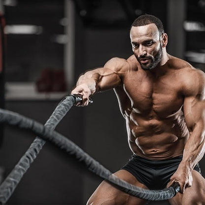 Black Battle Ropes - 1.5in x 30ft Heavy Workout Rope for Home Gym