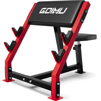 GOIMU PC01 Preacher Curl Bench, Seated Arm Isolated Barbell Dumbbell Bicep Station, Adjustable
