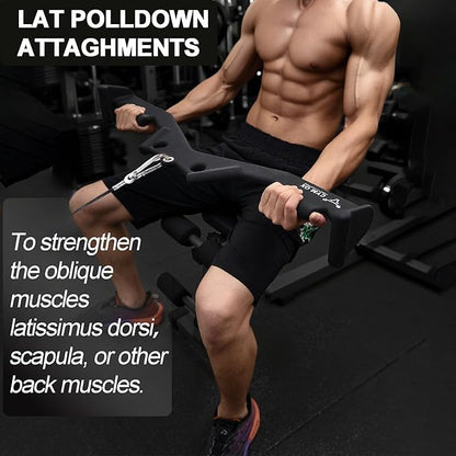 Lat Pulldown Attachments, Neutral Grip Lat Pull Down Bar with Ergonomic Handle,Cable Attachments for Gym, Back Tricep Bar Strength Training Handle