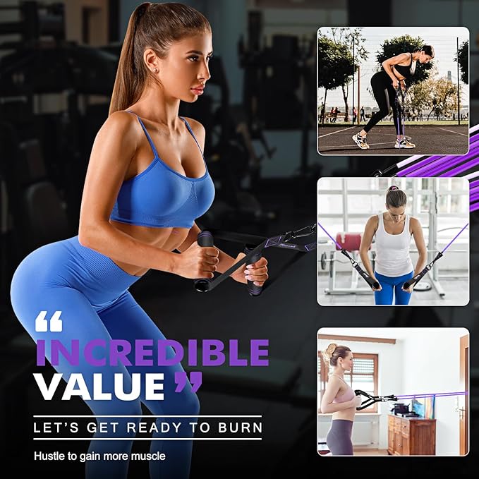 HPYGN Resistance Bands, Exercise Bands with Handles, Fitness Bands, Workout Bands with Door Anchor and Ankle Straps, for Heavy Resistance Training, Physical Therapy, Shape Body, Yoga, Home Workout Set