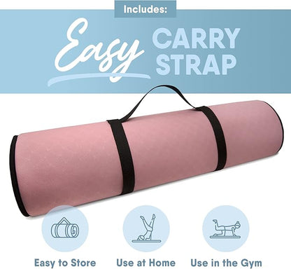 MICRODRY Deluxe Fitness Exercise Yoga Mat for Home & Gym, Extra Thick for High Impact Training, Multi Layered Skid Resistant Surface, Odor Neutralizing with Carrying Strap