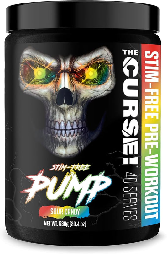JNX SPORTS The Curse! Pump ??Stim-Free Pre-Workout | Sour Candy 40 Serves | Caffeine-Free Pump Pre