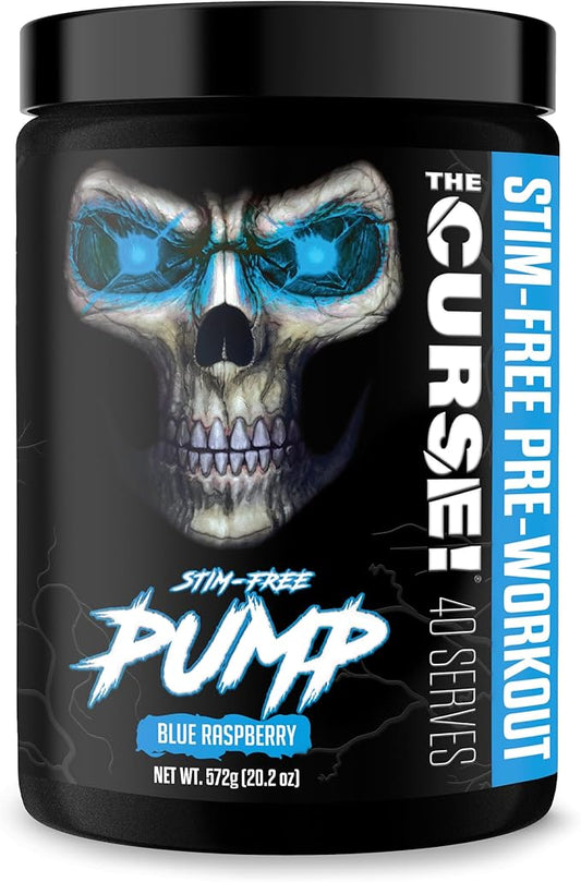 JNX SPORTS The Curse! Pump ??Stim-Free Pre-Workout | Blue Raspberry 40 Serves | Caffeine-Free Pump