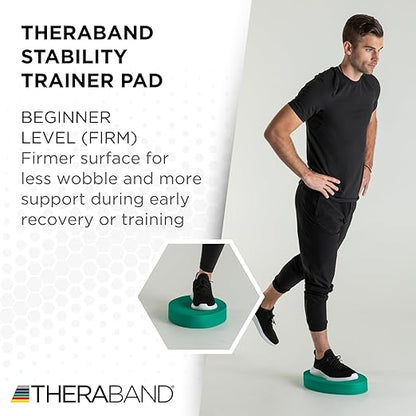 THERABAND Stability Trainer Pad, Beginner Level, Firm, Green Foam Balance Pad for Physical Therapy, Exercise Pad for Core Strength, Lightweight Non-Slip Balance Trainer, Portable Foam Pad for Home or Clinic Use