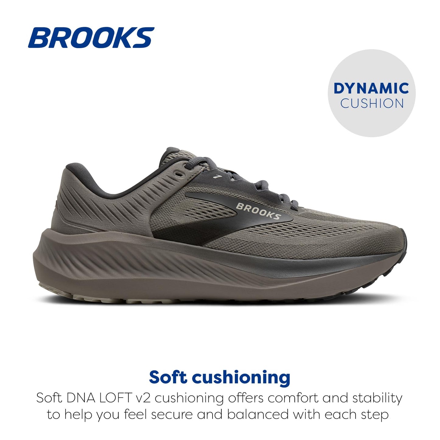 Brooks Men’s Anthem 8 Neutral Running Shoe - Rock Ridge/Grey/Coconut - 10.5 Medium