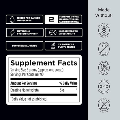 Creatine Monohydrate Powder - NSF Certified for Sport Creatine Supplement to Support Muscle