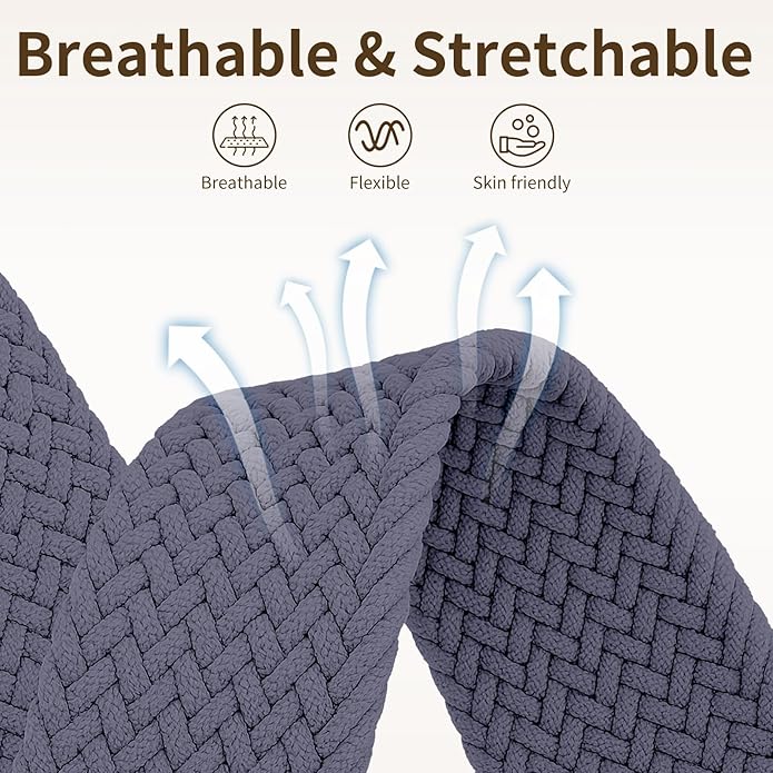 Braided Band Compatible with Fitbit Versa 4 Bands for Woman/Versa 3/Sense 1/Sense 2 Band, Magnetic Clasp Fabric Nylon with Designer Interlock Buckle Straps for Fitbit Versa4/3/Sense1/2