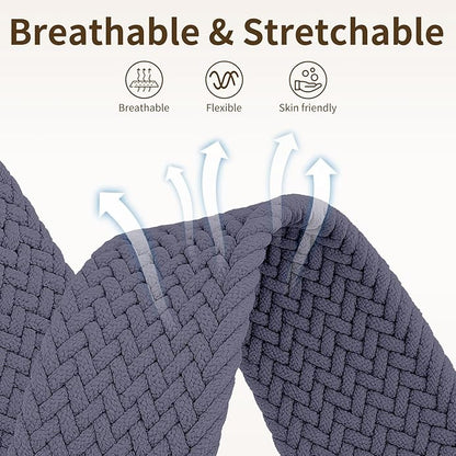 Braided Band Compatible with Fitbit Versa 4 Bands for Woman/Versa 3/Sense 1/Sense 2 Band, Magnetic Clasp Fabric Nylon with Designer Interlock Buckle Straps for Fitbit Versa4/3/Sense1/2