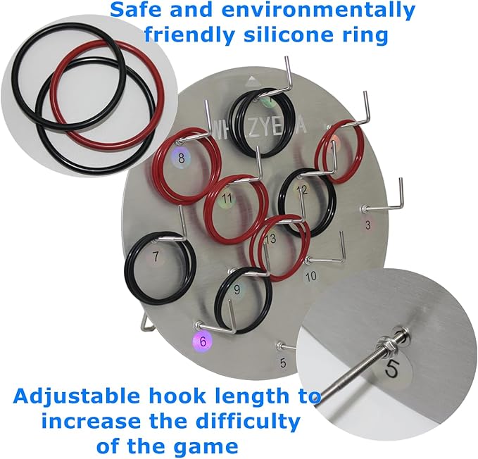 Aluminum Alloy Plate Portable Hook Ring Toss Game, Fun Backyard Lawn Toss for Family Carnival Party Games, Picnic & BBQ Entertainment