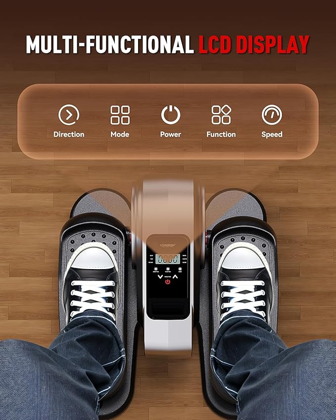 HARISON Under Desk Elliptical Machine for Seniors, Mini Elliptical with 12-Level Magnetic Resistance Adjustable, Bidirectional Motion, Pre-Assembled Low-Impact Leg Exerciser with Floor Mat