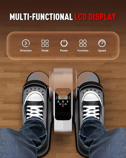 HARISON Under Desk Elliptical Machine for Seniors, Mini Elliptical with 12-Level Magnetic Resistance Adjustable, Bidirectional Motion, Pre-Assembled Low-Impact Leg Exerciser with Floor Mat