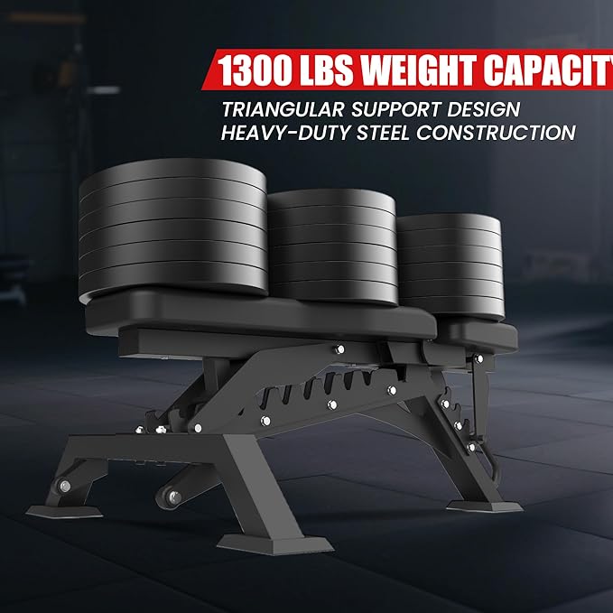 Adjustable Weight Bench, 1300lbs Capacity Heavy Duty Workout Bench for Home and Garage Gym, Multi-Position Backrest and Seat Strength Training Bench