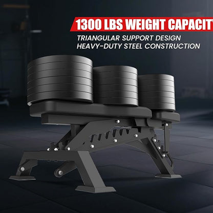 Adjustable Weight Bench, 1300lbs Capacity Heavy Duty Workout Bench for Home and Garage Gym, Multi-Position Backrest and Seat Strength Training Bench