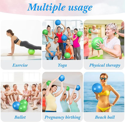 Aoriher 10 Pieces 9 Inch Exercise Pilates Ball Yoga Therapy Core Ball for Yoga Stability Barre Training Stretching Physical Posture Training Gym