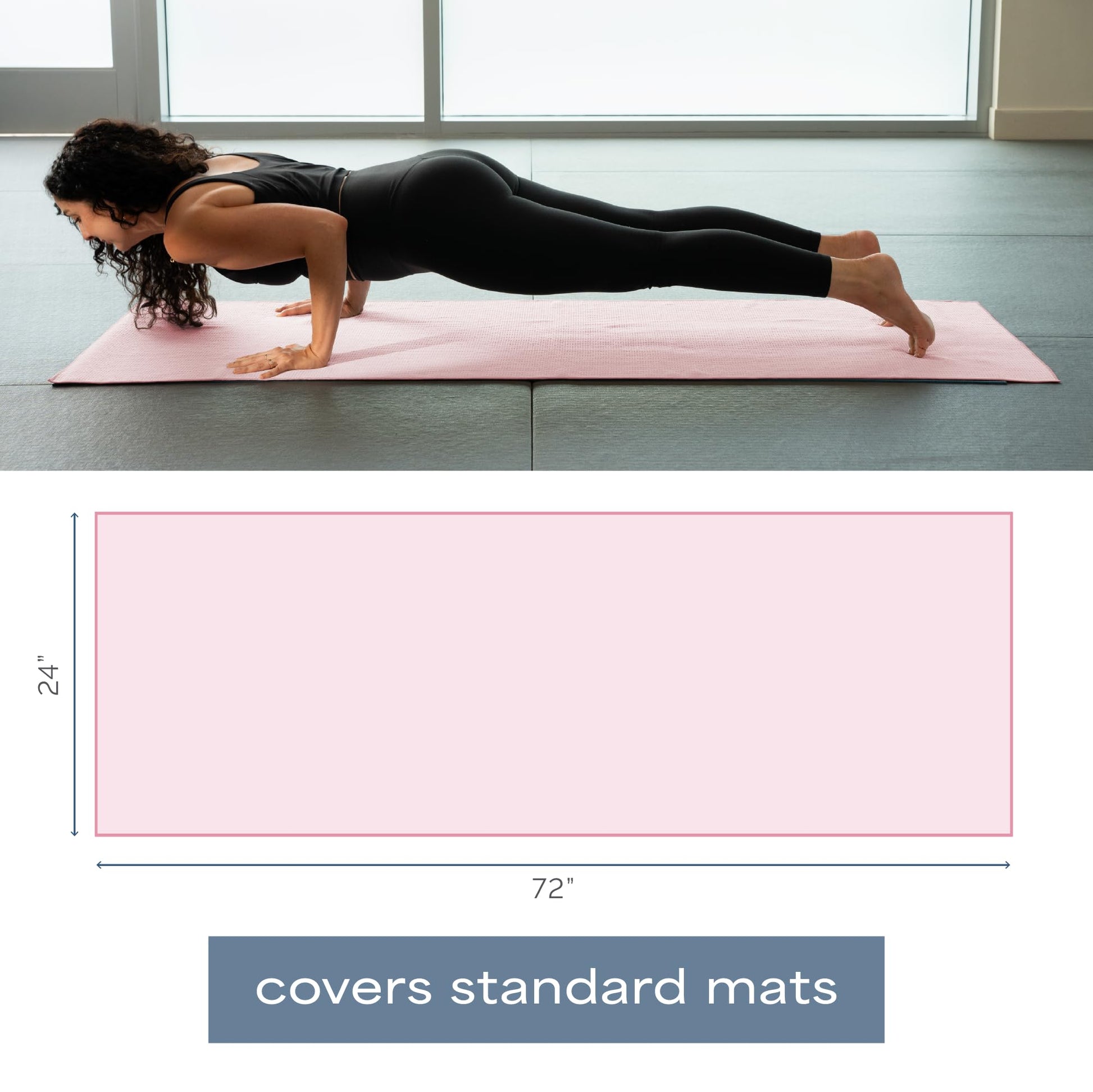 S&T INC. Aura Microfiber Yoga Mat Towel with Grip, 24" x 72", Pink