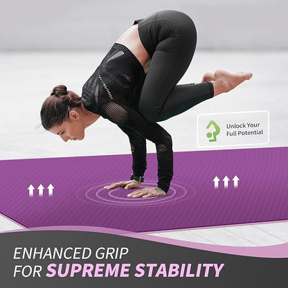 CAMBIVO Large Yoga Mat (6'x 4'), Extra Wide Workout Mat for Men and Women, Yoga Mat Thick 1/3 &1/4 Exercise Mats for Home Workout, Yoga, Pilates (Black,1/4 inch)