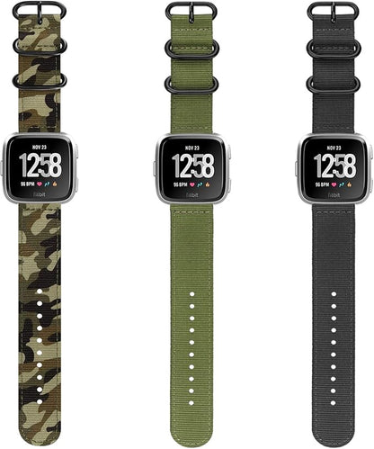 FINTIE Bands Compatible with Fitbit Versa 2/1 / Lite Edition, Soft Nylon Replacement Strap Wristband Accessories (Olive)