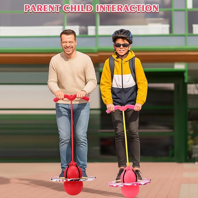 Layhit 2 Pcs Pogo Jumper with Handle for Kids Pump Pogo Ball Stick Jumper Balance Bounce Ball with Pump and Strong Grip for Adults Teen Indoor Outdoor
