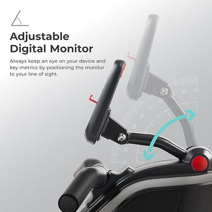 Sunny Health & Fitness Flip & Foldable Rowing Machine for Home w/Extended Slide Rail, Full-Body Workout, Low-Impact, Optional Extra Long Rail, Quiet Rail Cover, Water Motion and Free SunnyFit App