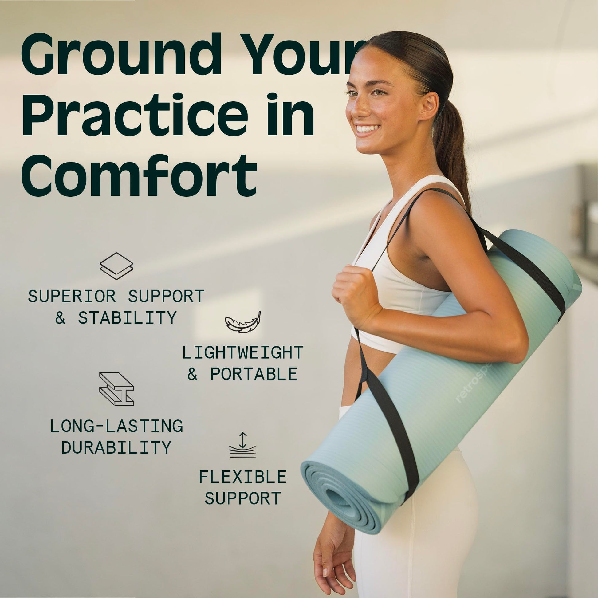 Retrospec Solana 1" Extra Thick Yoga Mat Non Slip Exercise Mat w/Strap
