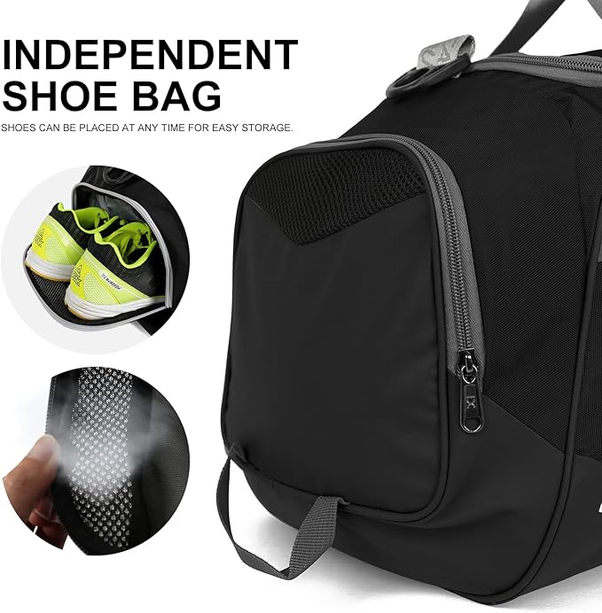 Sports Gym Bag，INOXTO Travel Duffel Bag with Dry Wet Pocket And Shoe CompartmentFor Women and Men，40L/55L Fitness Waterproof Weekender Bag For Swim Sports Travel Working Out (Black white, 40L)