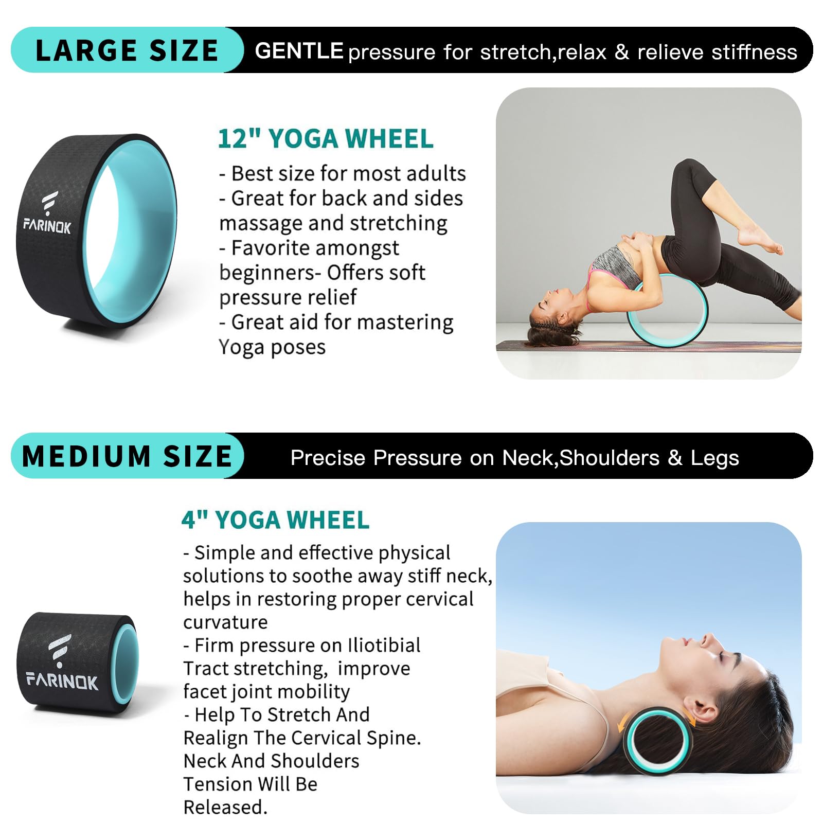 Yoga Wheel for Stretching & Flexibility to Help Back Aches & Tension