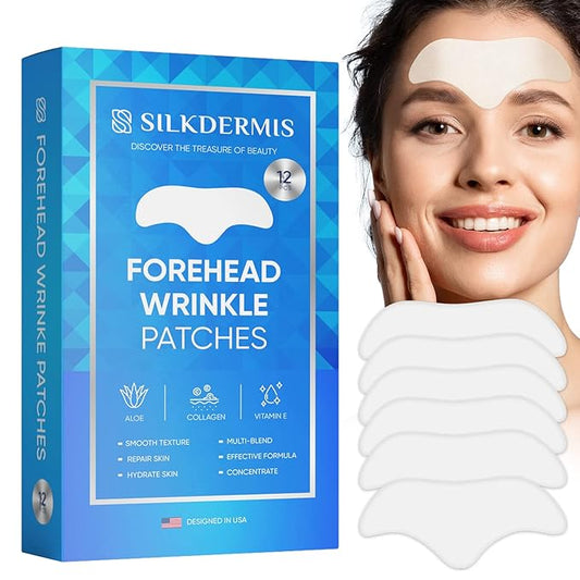 Forehead Wrinkle Patches 12Pcs with Aloe, Collagen, Vitamin E, Anti Wrinkle Patches, Forehead
