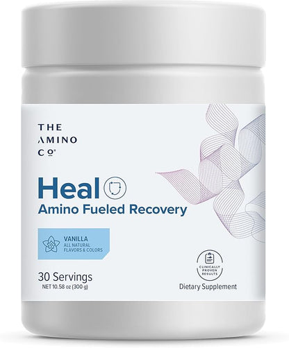 The Amino CO. - Heal - Post Workout Recovery Drink with Pure Eaa Amino Acid Formula -Creatine Monohydrate Powder for Efficient Muscle Repair, Vegan, and Keto-Friendly with Vanilla Flavor - 10.58oz.