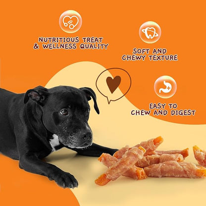 Jungle Calling Dog Treats, Skinless Chicken Wrapped Sweet Potato, Gluten and Grain Free, Chewy Dog Bites for Balanced Nutrition, 6 oz