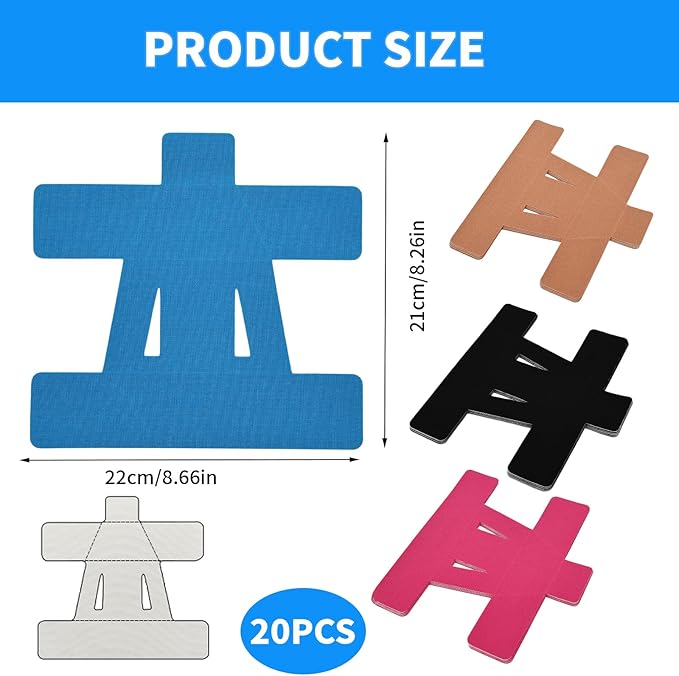 20PCS Kinesiology Tape for Shoulder, Shoulder Tape for Pain Relief Precut,Waterproof Breathable Shoulder Support & Stability Elastic, Latex-Free, Non-irritating to The Skin,Athletic Tape Four Colors