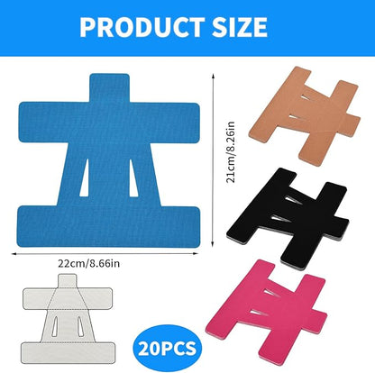 20PCS Kinesiology Tape for Shoulder, Shoulder Tape for Pain Relief Precut,Waterproof Breathable Shoulder Support & Stability Elastic, Latex-Free, Non-irritating to The Skin,Athletic Tape Four Colors