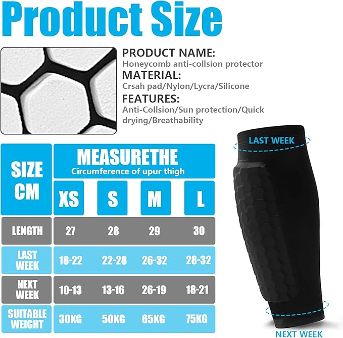 Soccer Shin Guards Shin Pads for Kids Youth Adult, Calf Compression Sleeve with Honeycomb Pads, Support for Shin Splint Baseball Boxing Kickboxing MTB