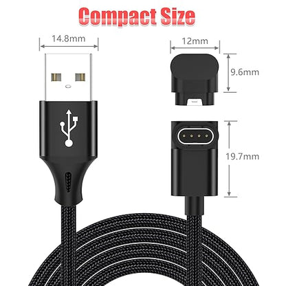 AGVEE 2 Pack 1.5ft Short Charger for Garmin Watch, L-Shape Charging Cable for Fenix, Forerunner, Vivoactive, Instinct, Venu, Tactix, Approach, D2, Quatix Series, Right Angle Braided, Black
