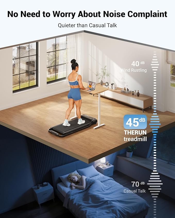 THERUN Walking Pad, 2 in 1 Foldable Treadmills for Home, 2.5HP Under Desk with Handle Bar, 16" Widened Running Belt, with Remote Control