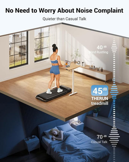 THERUN Walking Pad, 2 in 1 Foldable Treadmills for Home, 2.5HP Under Desk with Handle Bar, 16" Widened Running Belt, with Remote Control